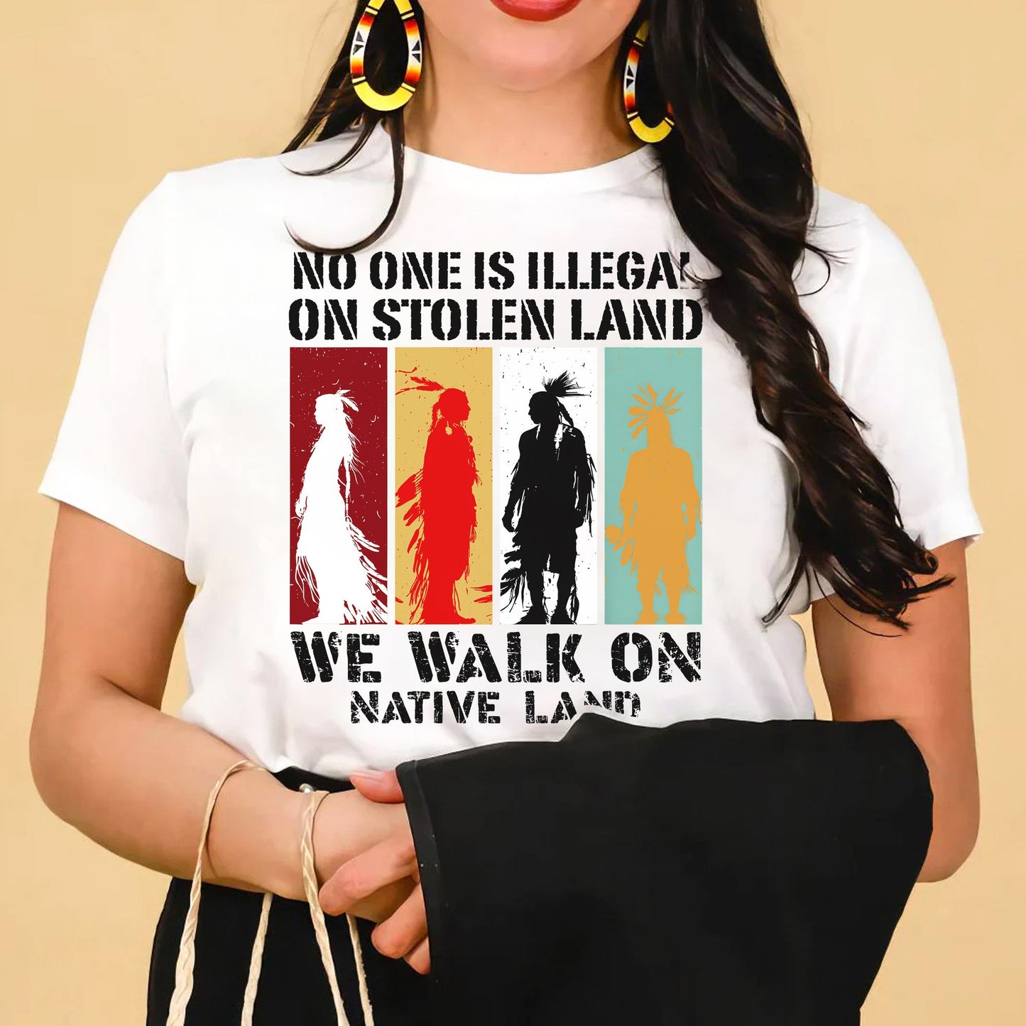 No One Is Illegal On Stolen Land. We Walk On Native Land Style 9 - One Side Unisex T-Shirt/T-Shirt V-Neck/Hoodie/Sweatshirt