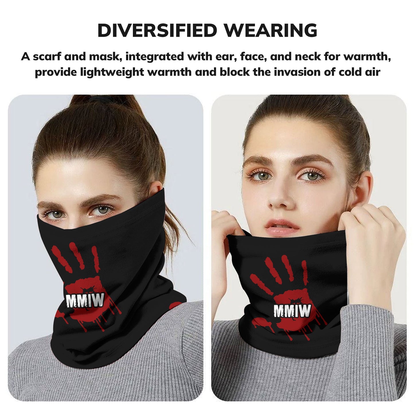 Face Mask Bandana Red Hand - Justice For Missing And Murdered Indigenous Women WC04