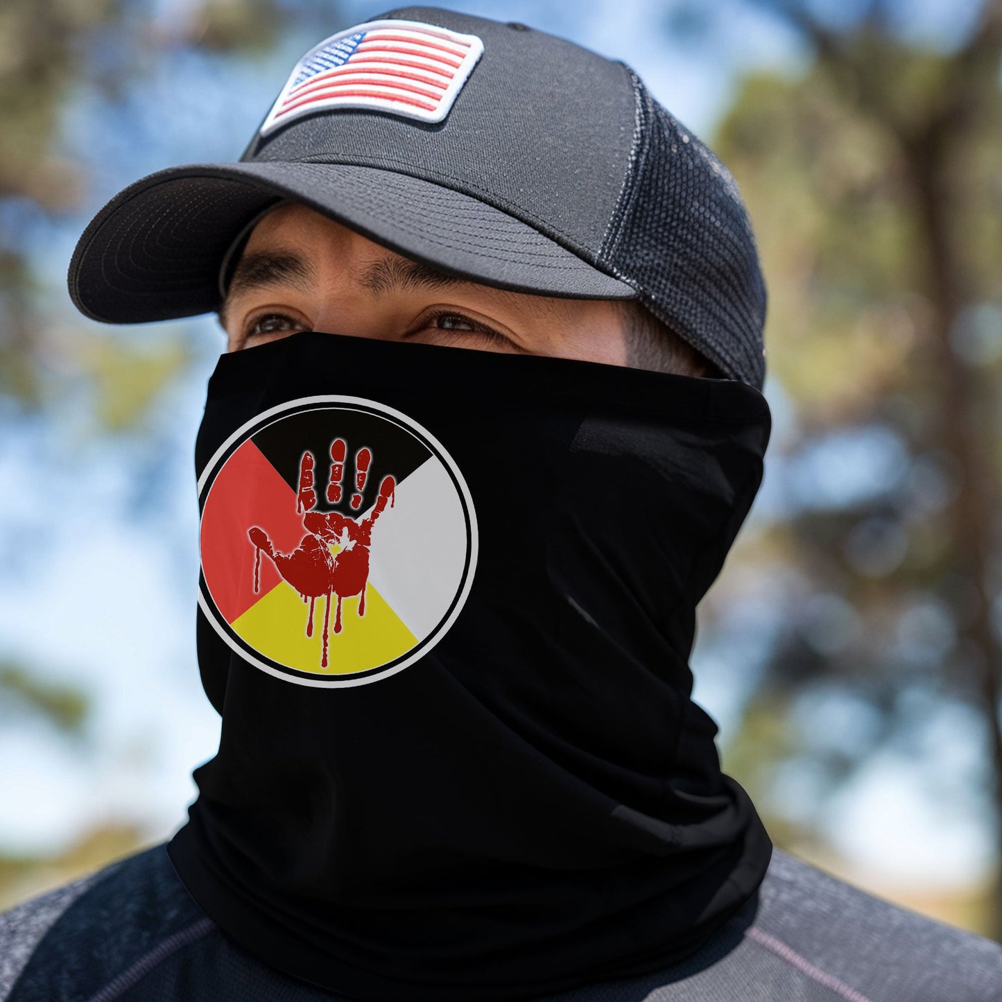 Face Mask Bandana Medicine Wheel - Justice For Missing And Murdered Indigenous Women WC02
