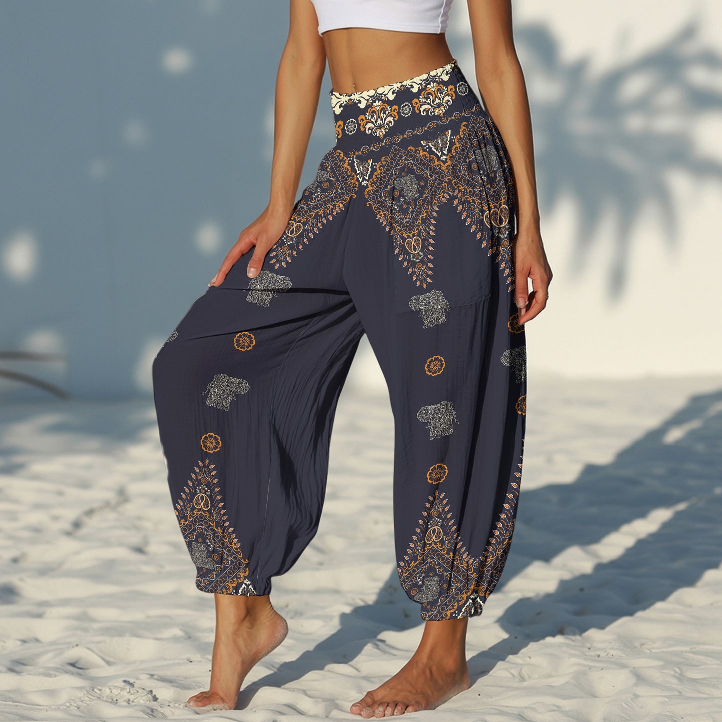 Elephant Vibe Harem Pants – Boho Yoga Pants with Pockets 15