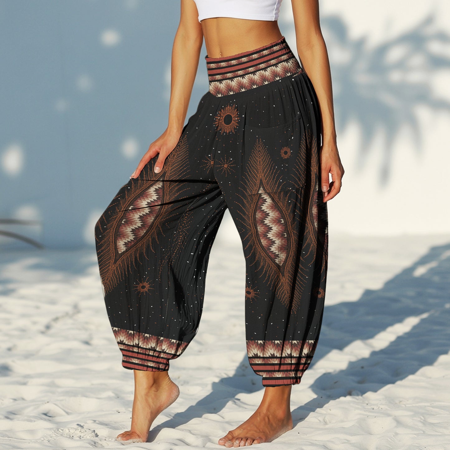 Boho Print Harem Pants – Yoga Boho Clothes with Pockets