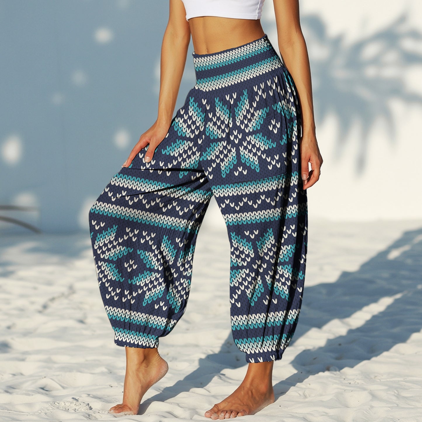 Pattern Harem Pants – Blue Styles