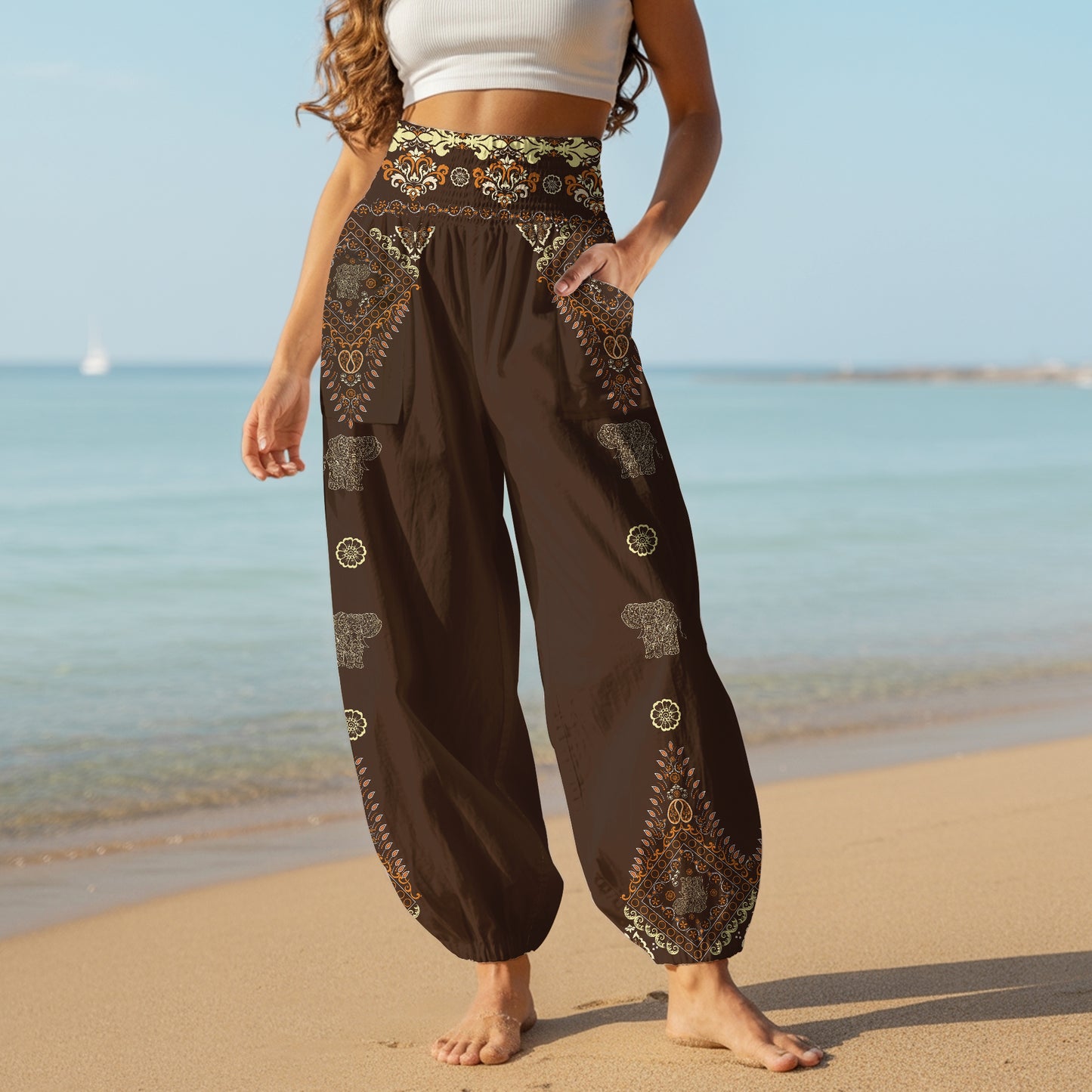 Elephant Vibe Harem Pants – Boho Yoga Pants with Pockets 15