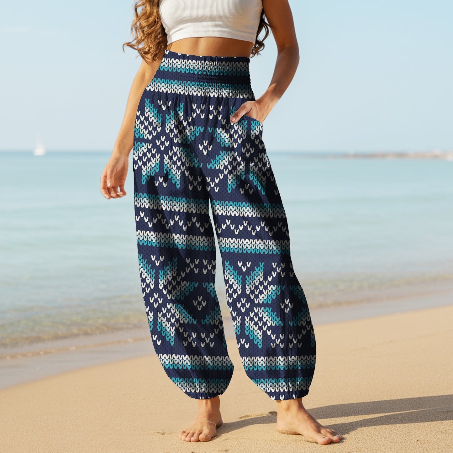 Pattern Harem Pants – Blue Styles