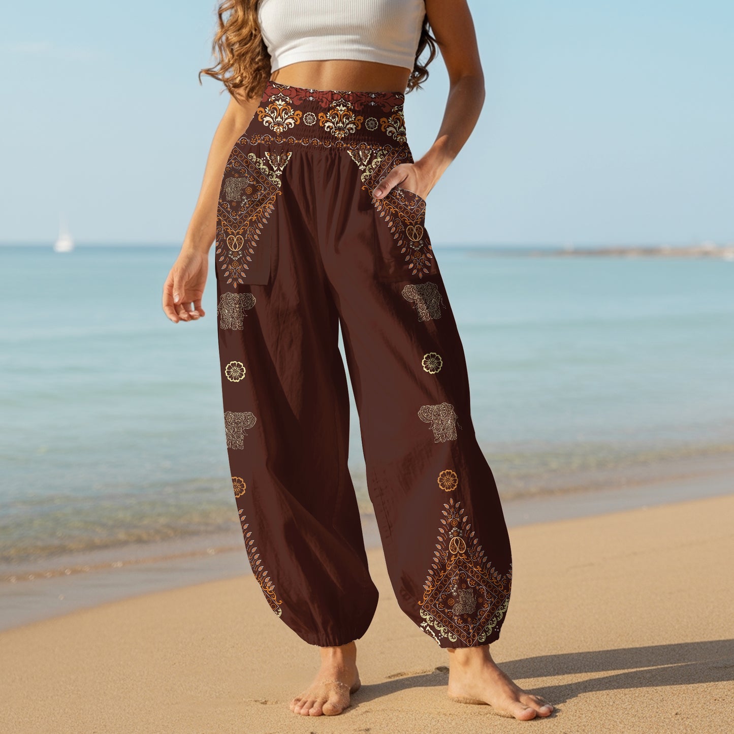 Elephant Vibe Harem Pants – Boho Yoga Pants with Pockets 15