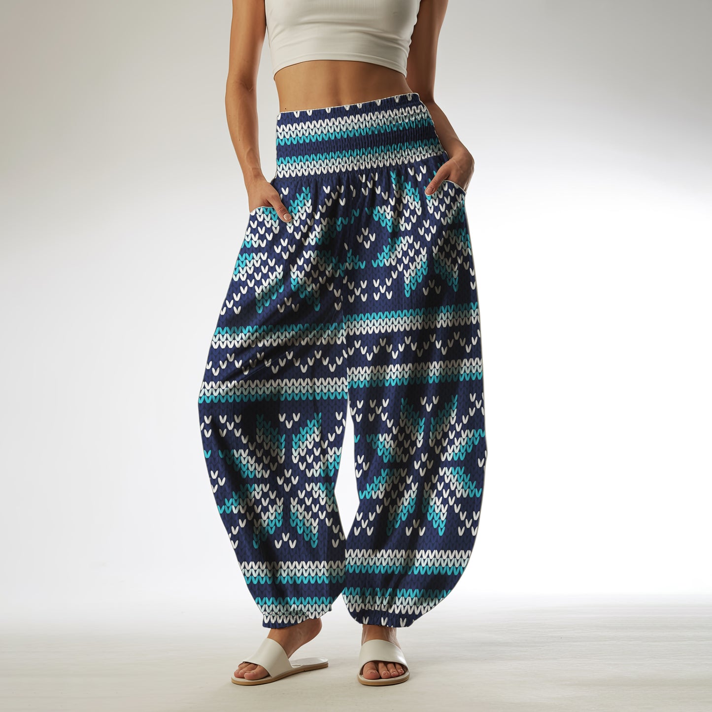 Pattern Harem Pants – Blue Styles