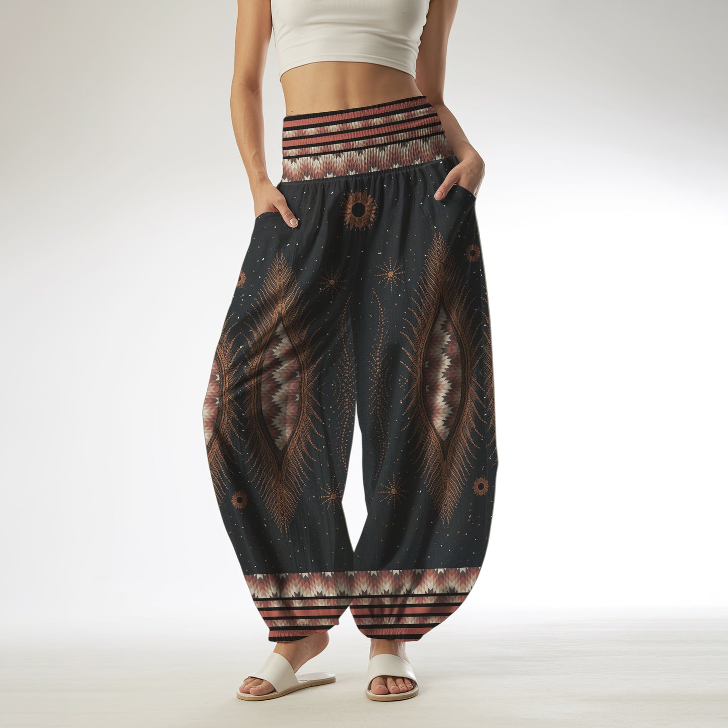 Boho Print Harem Pants – Yoga Boho Clothes with Pockets