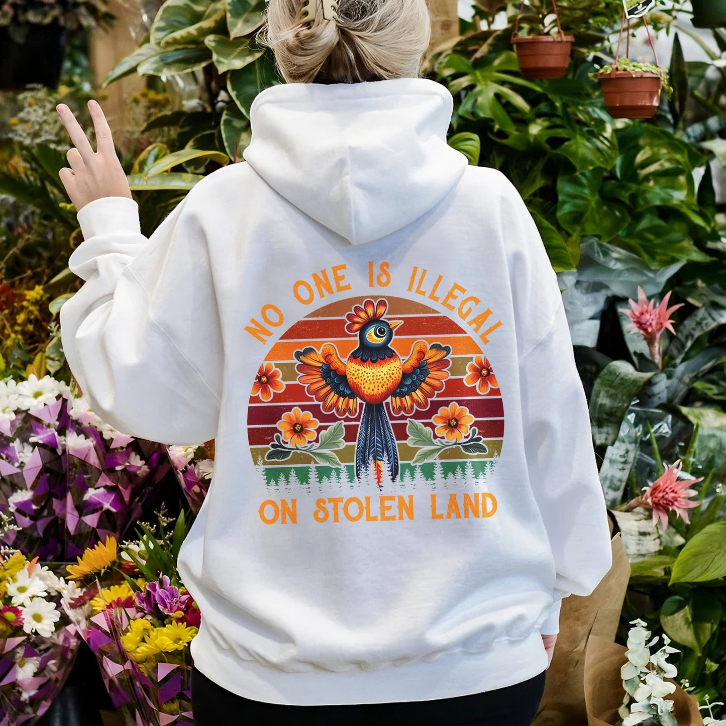 NO ONE IS ILLEGAL ON STOLEN LAND 25 - Two sides - Unisex T-Shirt/T-Shirt V-Neck/Hoodie/Sweatshirt