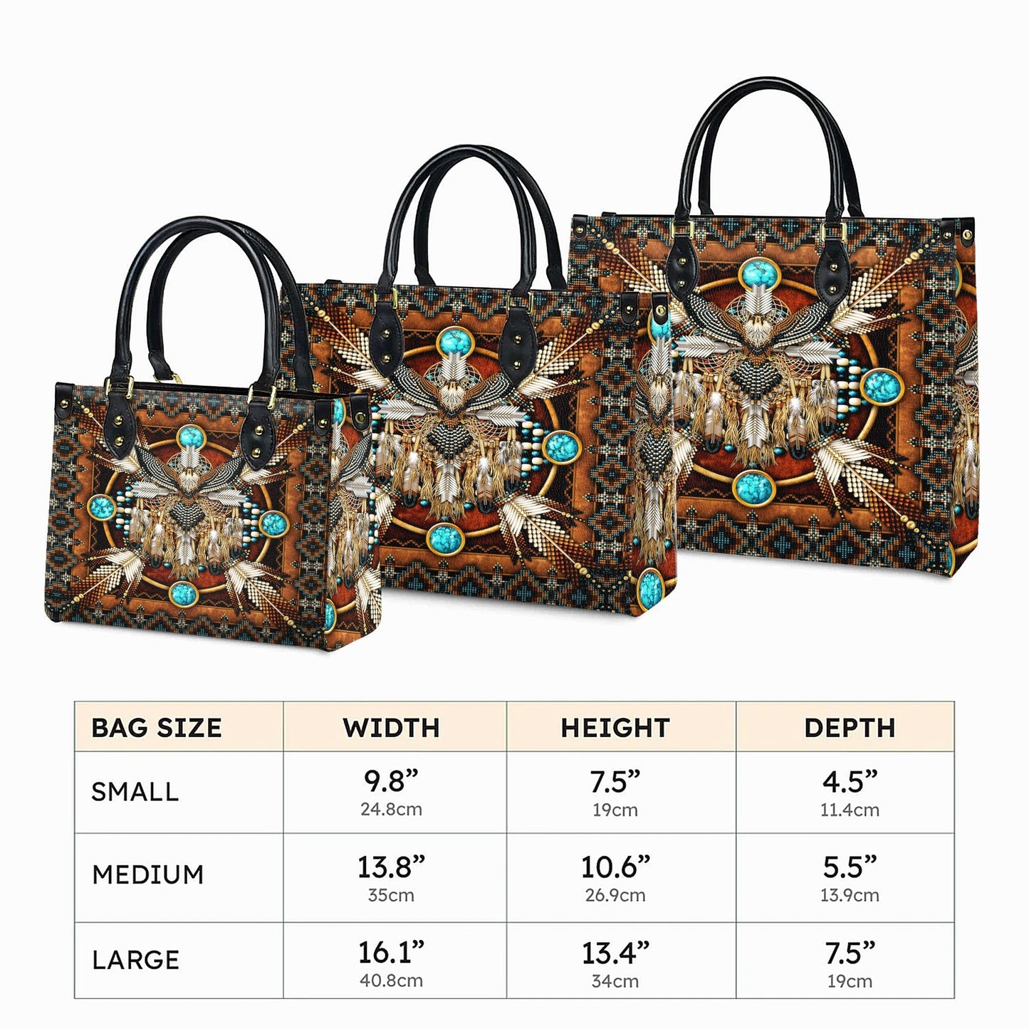 Eagle Mandala Brown Leather Handbag WCS013