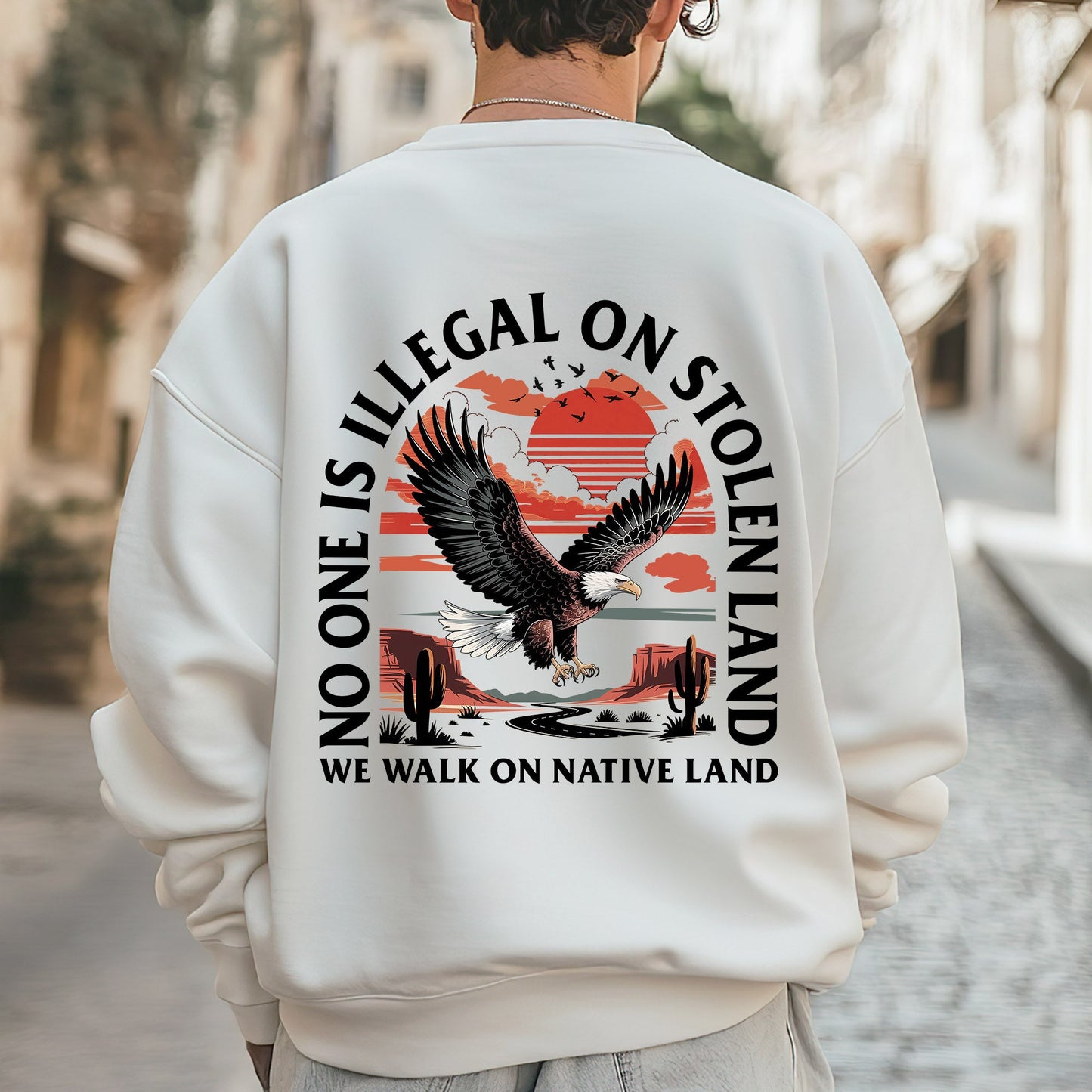 NO ONE IS ILLEGAL ON STOLEN LAND. WE WALK ON NATIVE LAND 20 - Two sides - Unisex T-Shirt/T-Shirt V-Neck/Hoodie/Sweatshirt