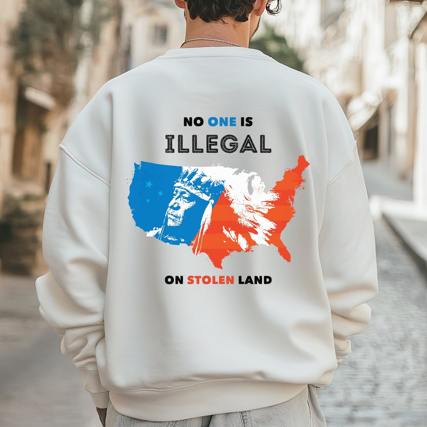 NO ONE IS ILLEGAL ON STOLEN LAND. WE WALK ON NATIVE LAND 22 - Two sides - Unisex T-Shirt/T-Shirt V-Neck/Hoodie/Sweatshirt