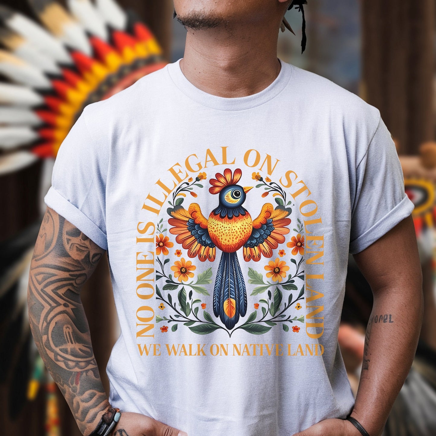 NO ONE IS ILLEGAL ON STOLEN LAND. WE WALK ON NATIVE LAND - One sides