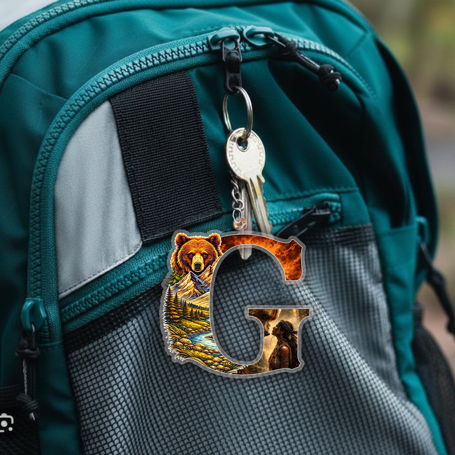 Letter G Native American Keychain