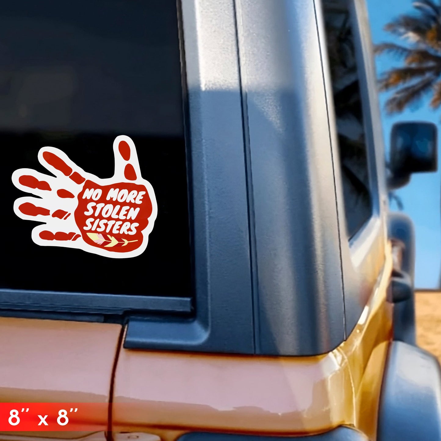 No More Stolen Sisters Car Decal - Car Decal - MMIW Red Hand