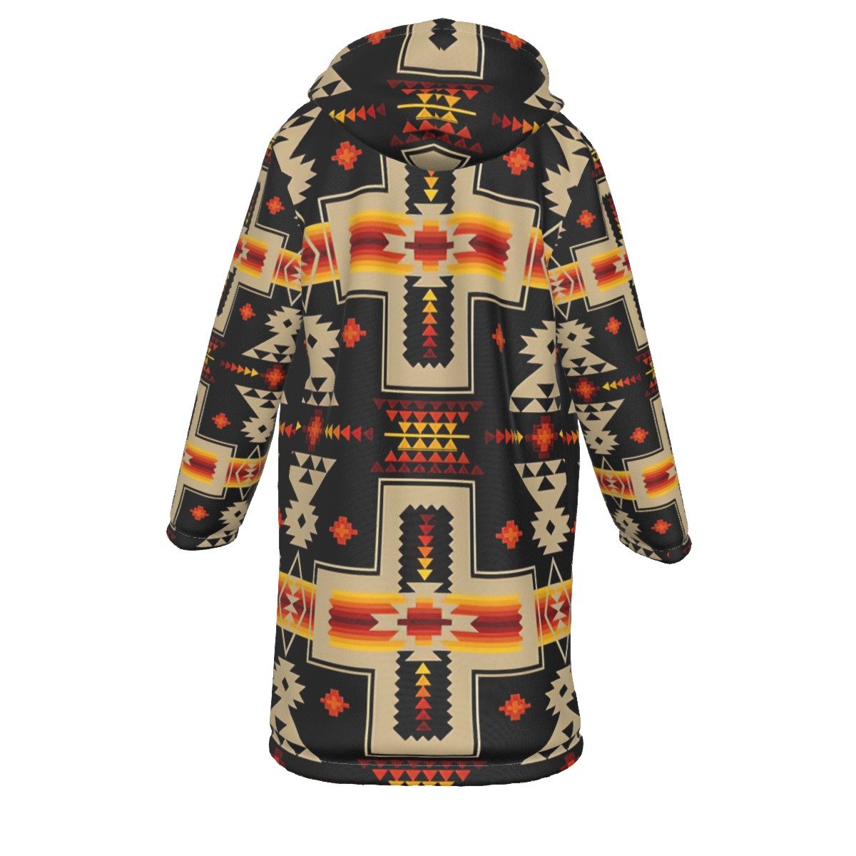 Native American Pattern Horn Button Long Fleece Windbreaker Best Selling