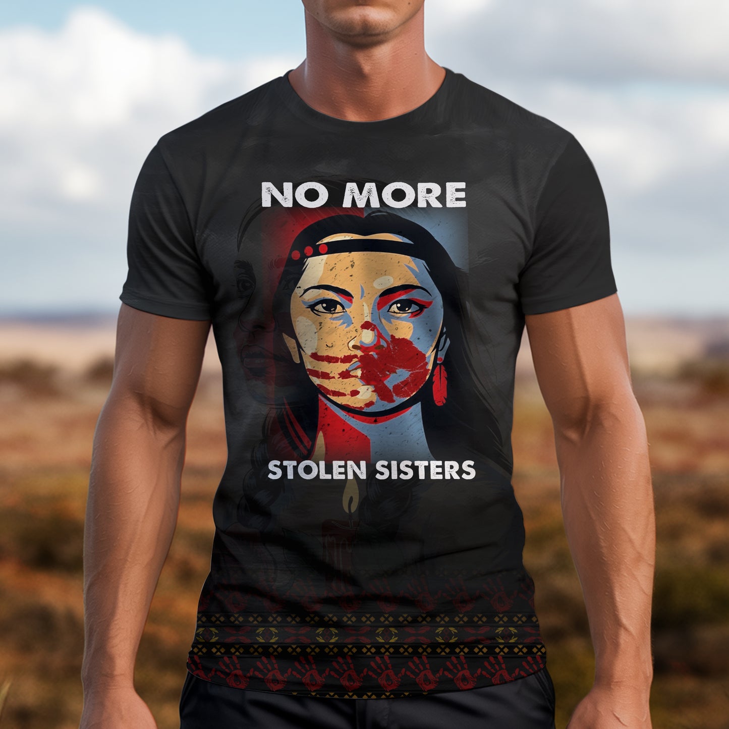 3D T-Shirt - MMIW No More Stolen Sisters Red Hand