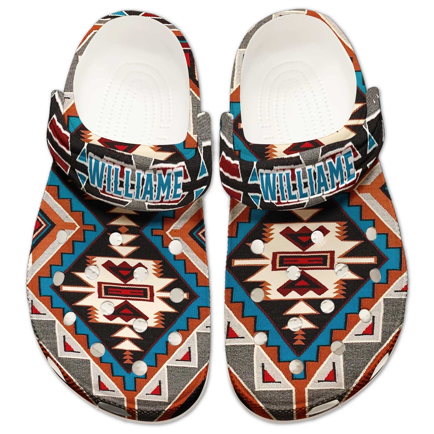 Custom Name Tribal Aztec Pattern Clogs – Native Geometric Style, Unique Gift for Family
