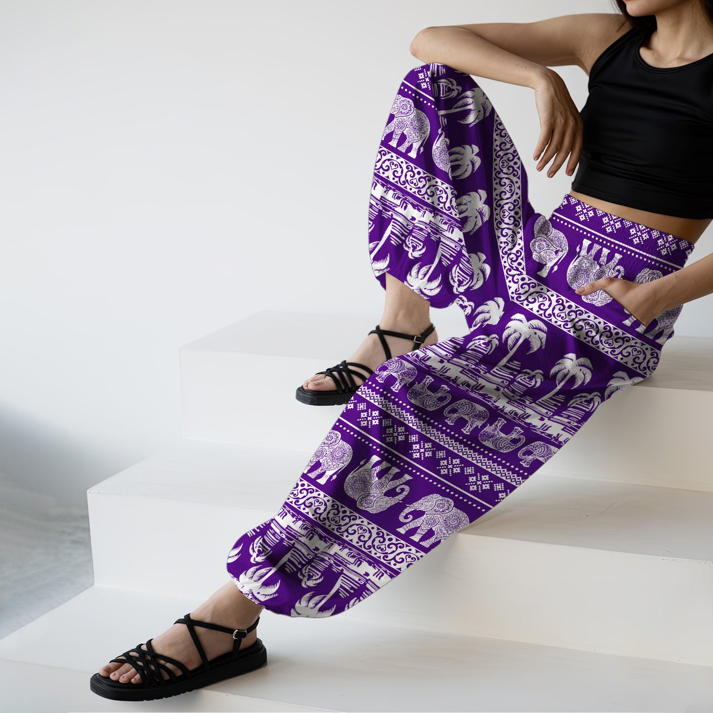 Elephant Harem Pants – Boho Yoga Pants with Pockets 09
