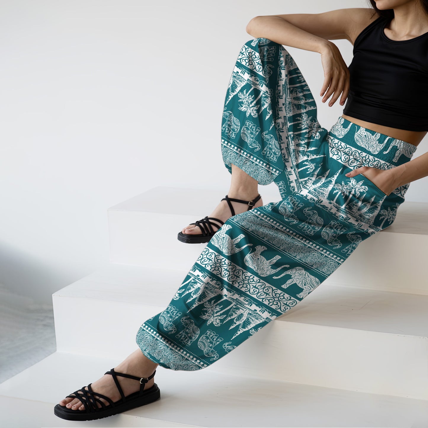 Elephant Harem Pants – Yoga Boho Clothes with Pockets 17