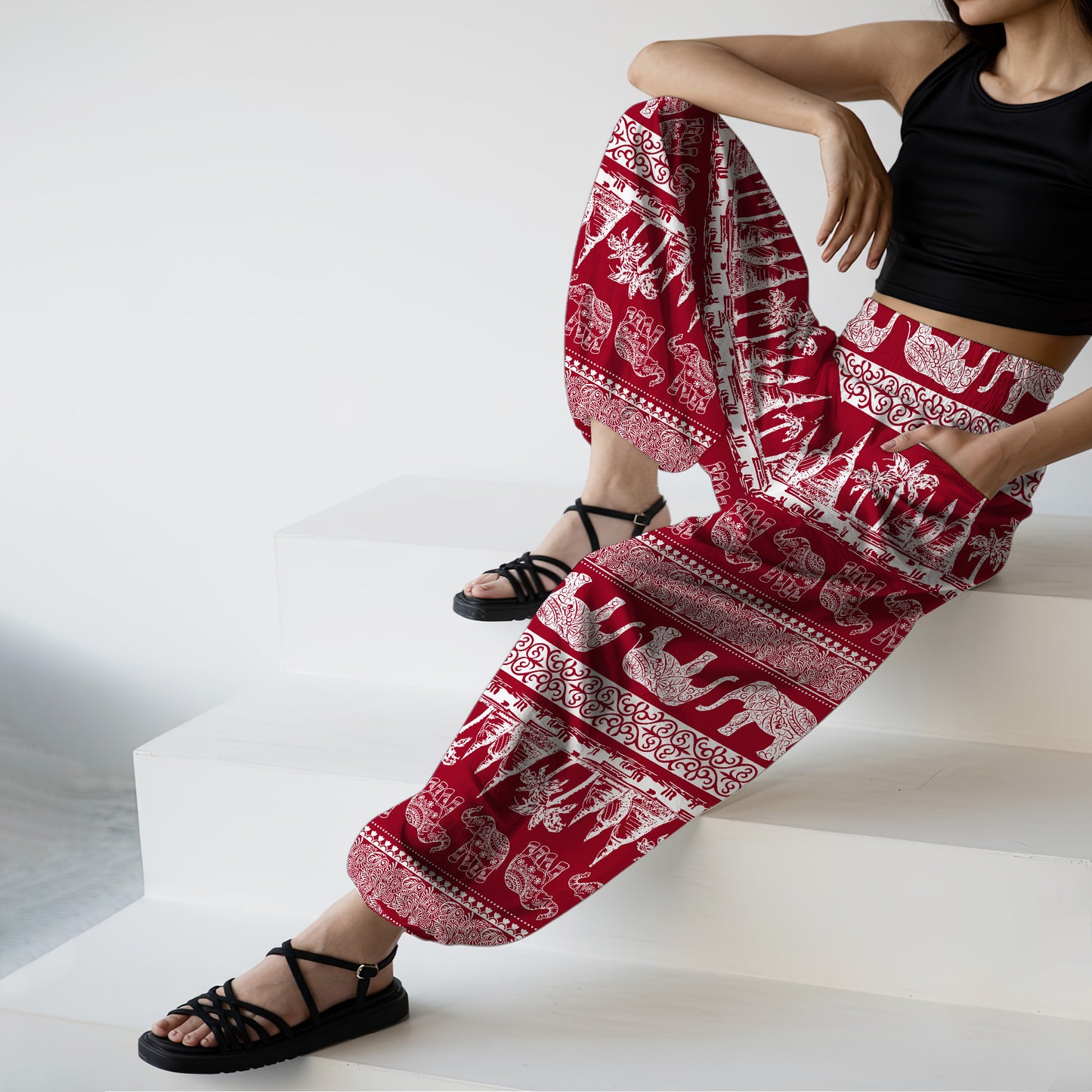 Elephant Harem Pants – Yoga Boho Clothes with Pockets 17