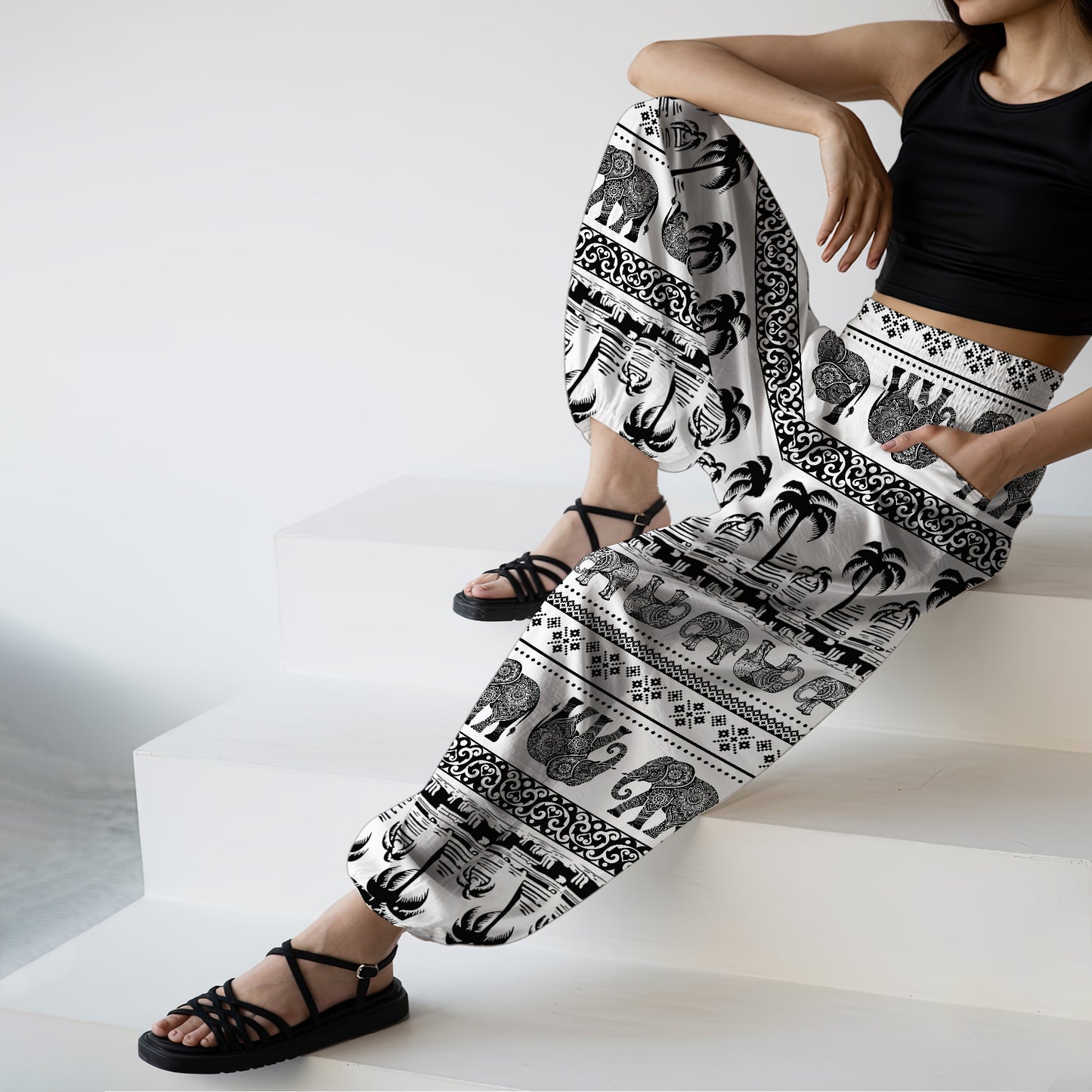 Elephant Harem Pants – Boho Yoga Pants with Pockets 09