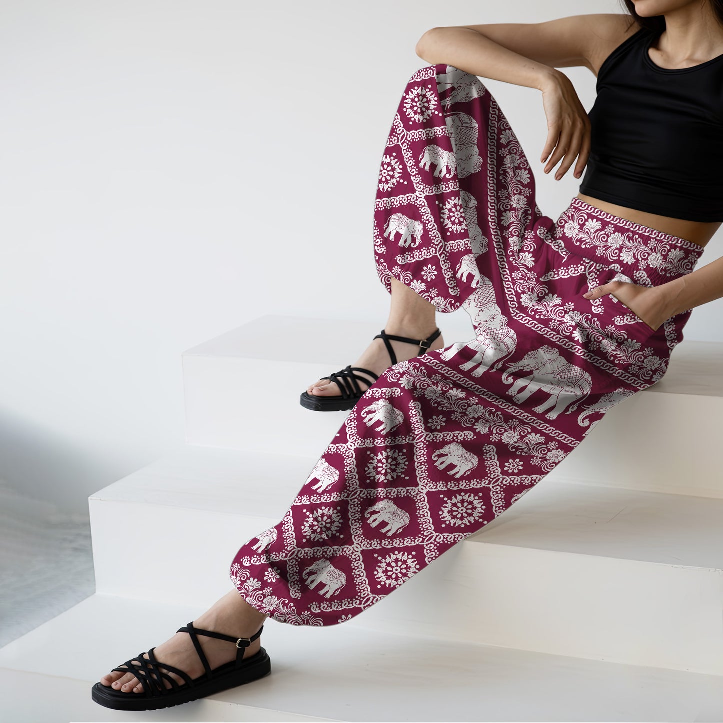 Elephant Harem Pants – Yoga Boho Clothes with Pockets 18