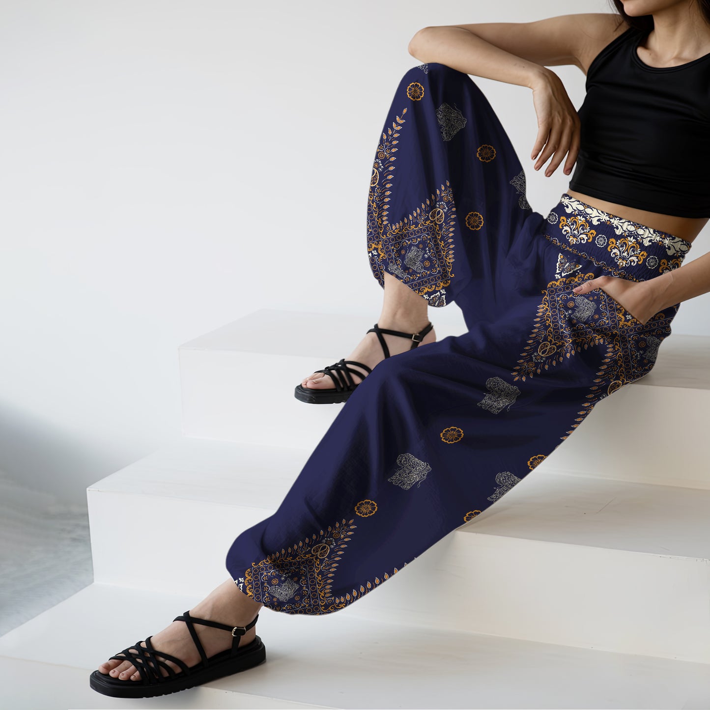 Elephant Vibe Harem Pants – Boho Yoga Pants with Pockets 15