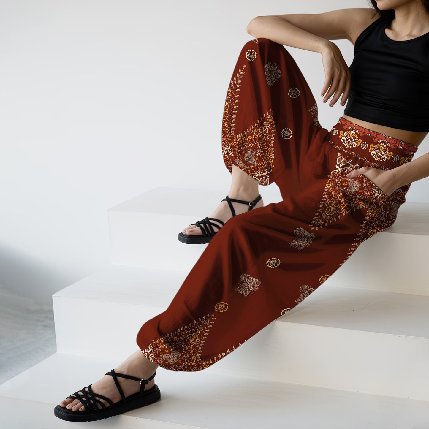 Elephant Vibe Harem Pants – Boho Yoga Pants with Pockets 15