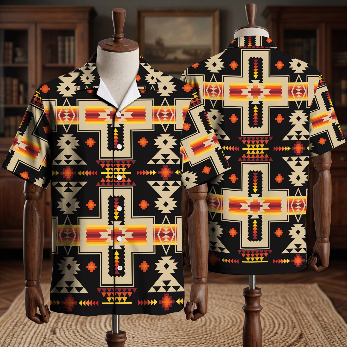 Black Tribe Design Native American Hawaiian Shirt