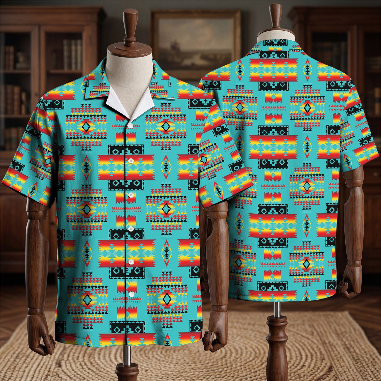 Blue Native Pattern Hawaiian Shirt WCS