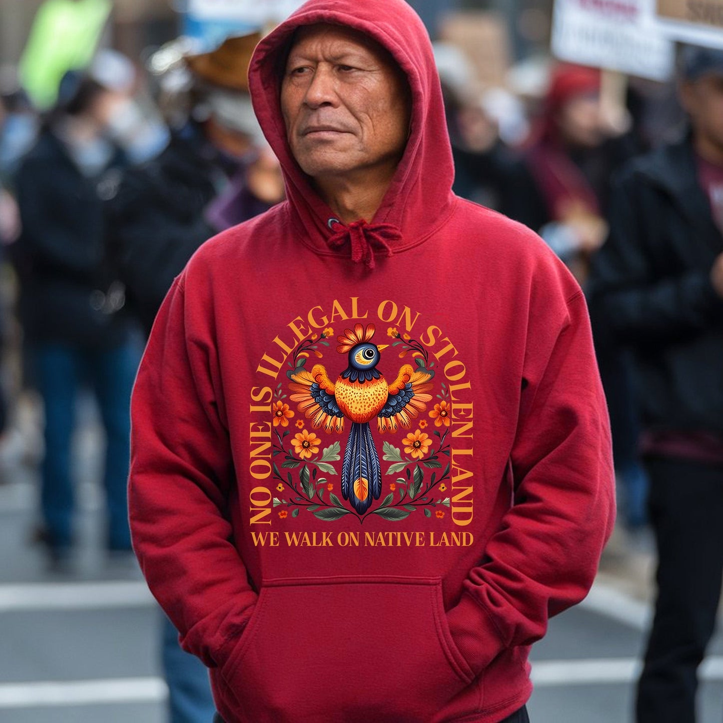 NO ONE IS ILLEGAL ON STOLEN LAND. WE WALK ON NATIVE LAND - One sides