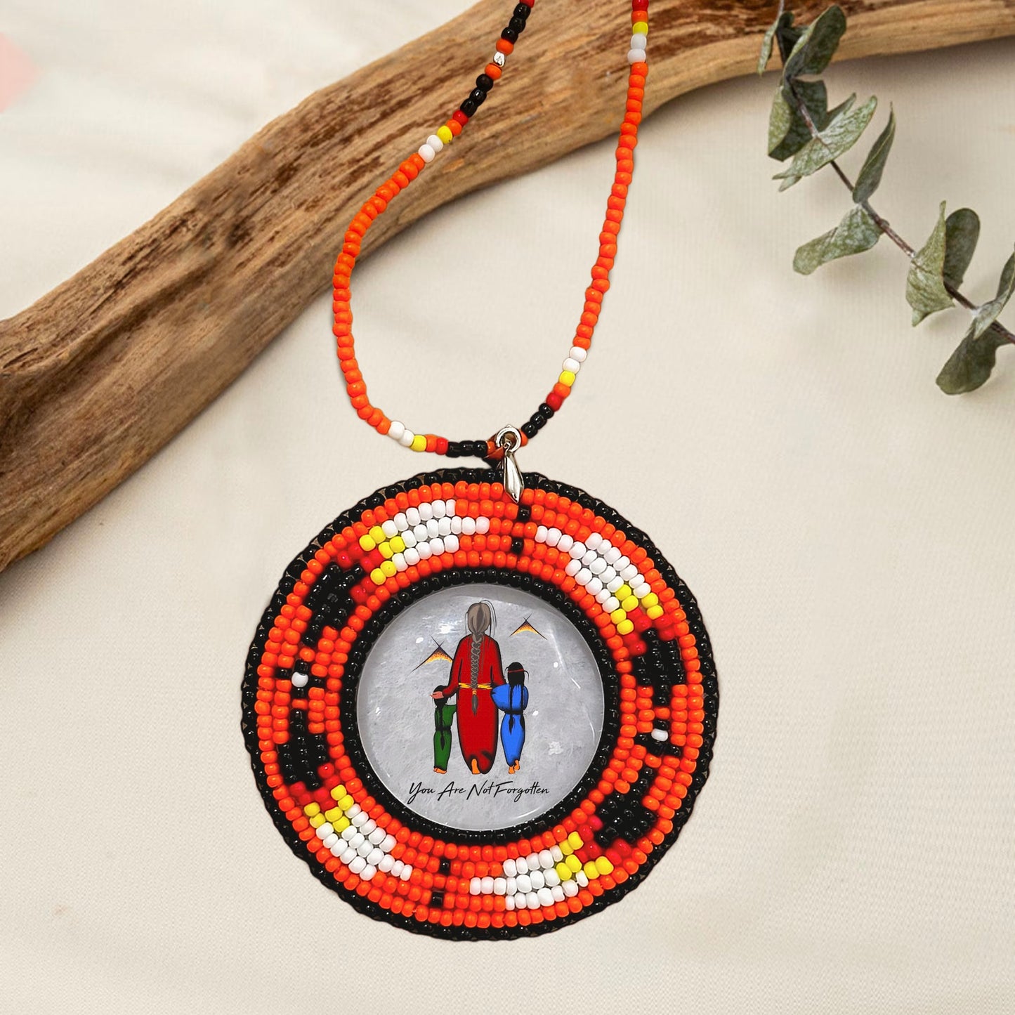 (SALE 50% OFF) Handmade Beaded Wire Necklace Pendant Every Child Matters