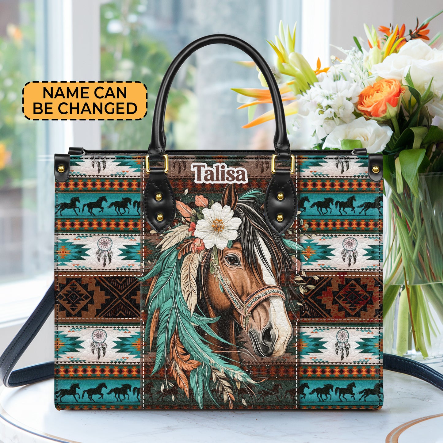 Personalized Leather Handbag for Women - Design Patterns Boho Western Style 01