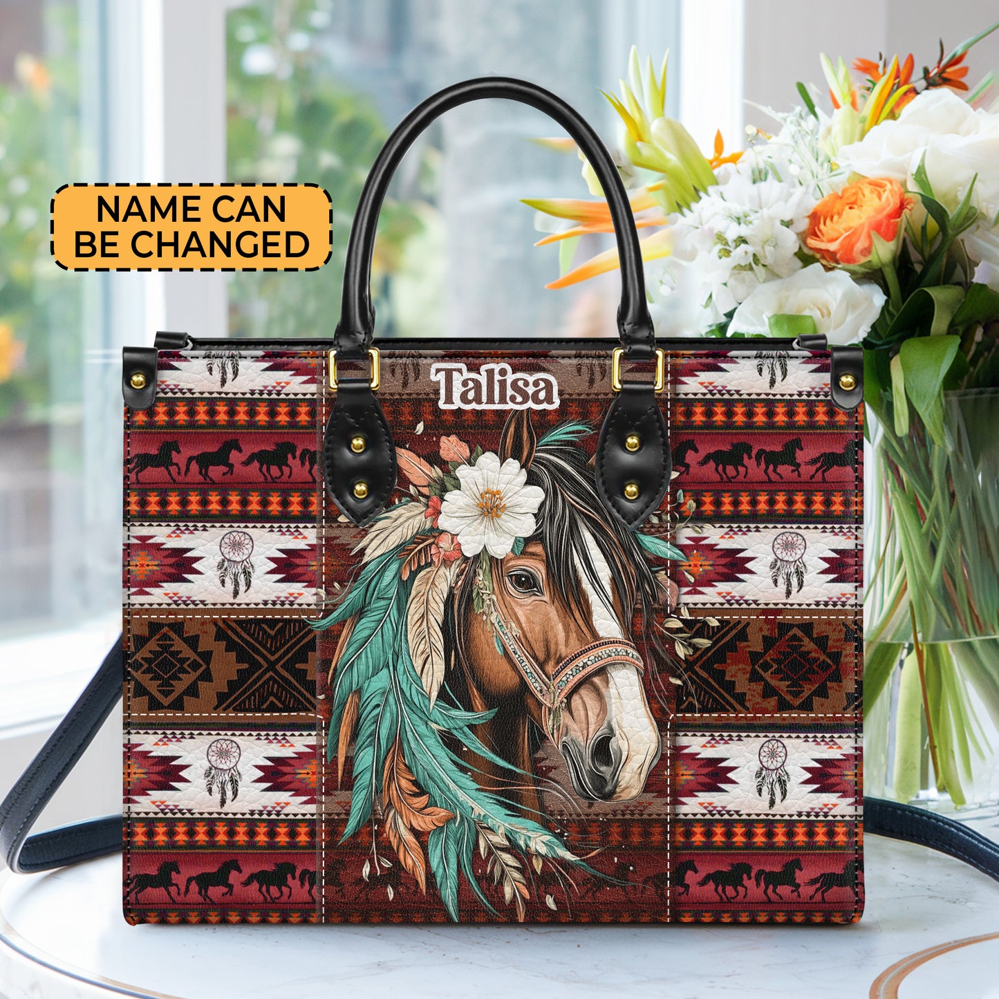 Personalized Leather Handbag for Women - Design Patterns Boho Western Style 02