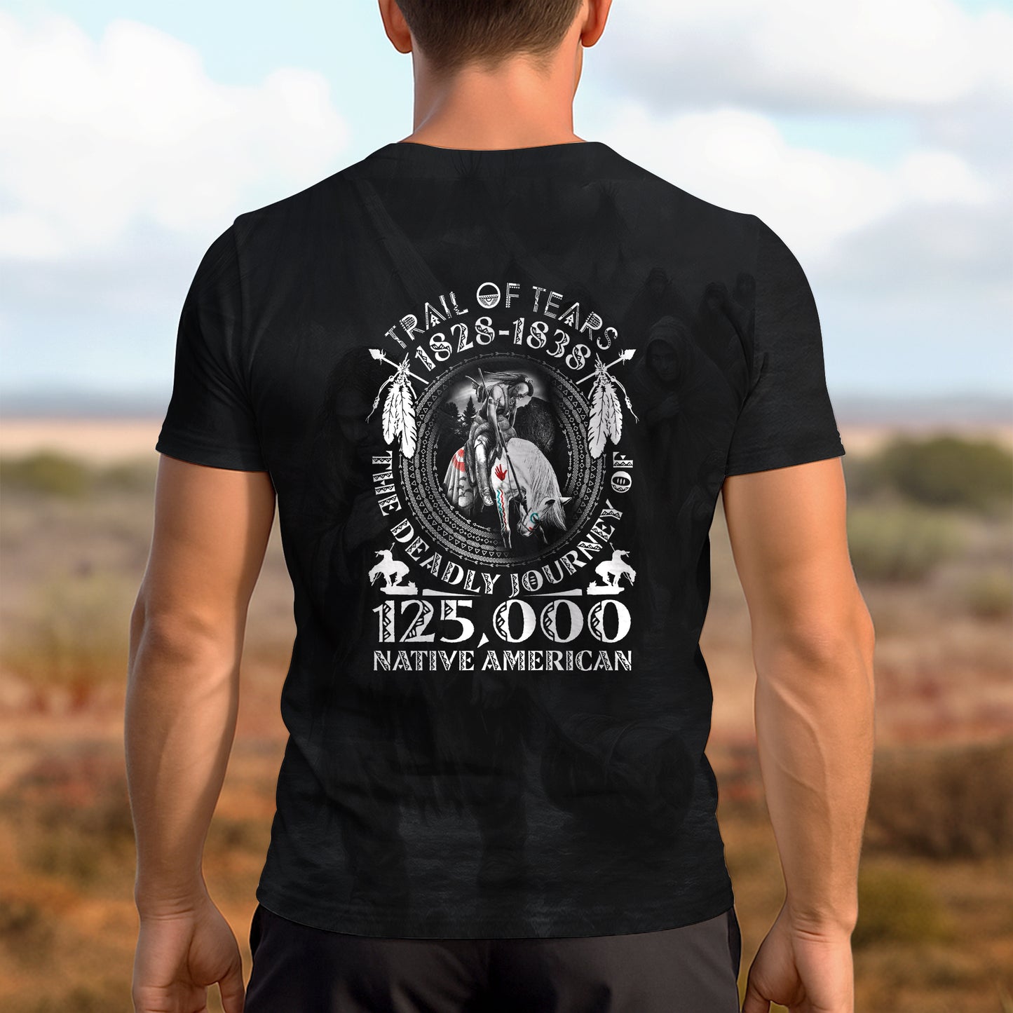 3D T-Shirt "Trail Of Tears 1828 - 1838 125000 Native American Shirt Man Ride Horse