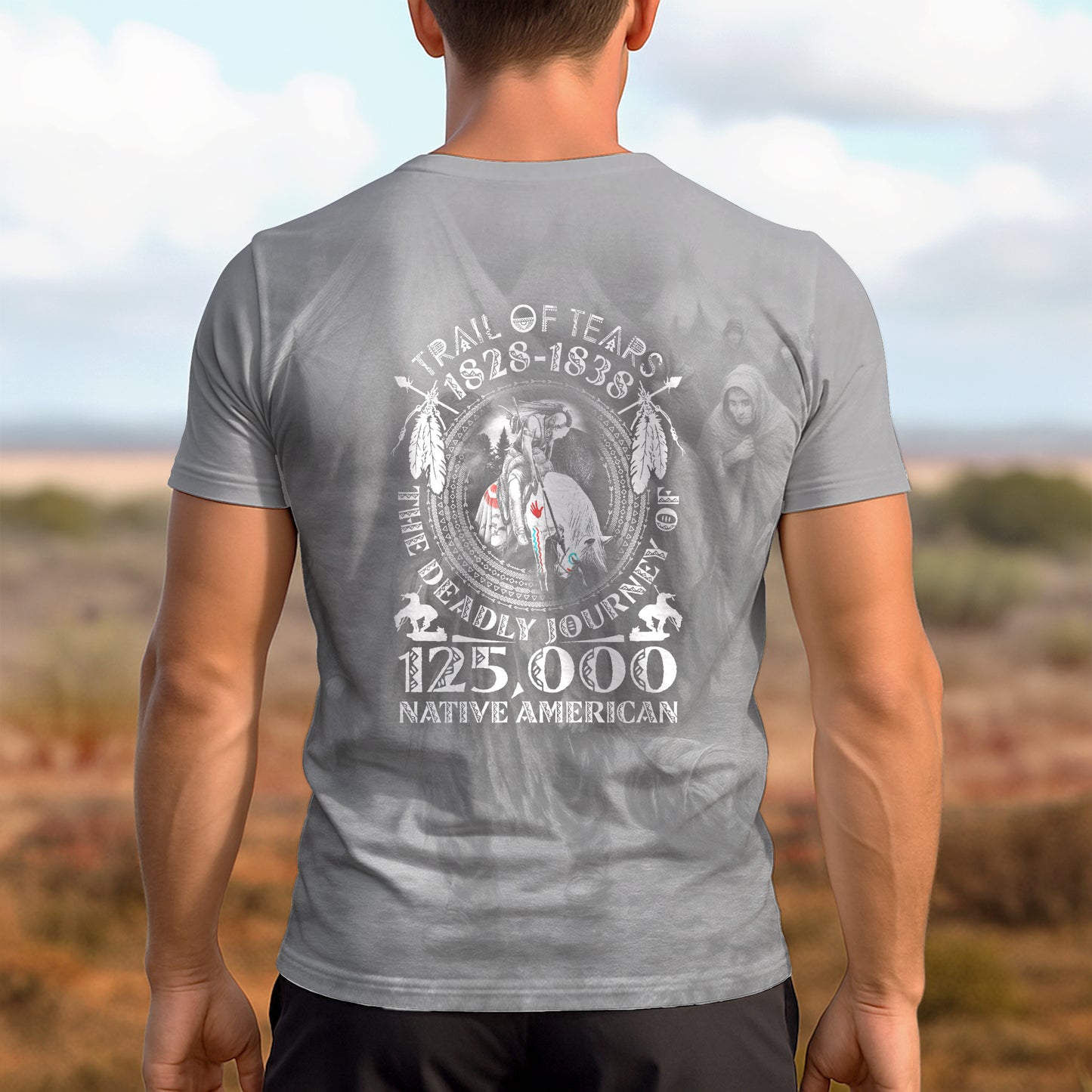 3D T-Shirt "Trail Of Tears 1828 - 1838 125000 Native American Shirt Man Ride Horse