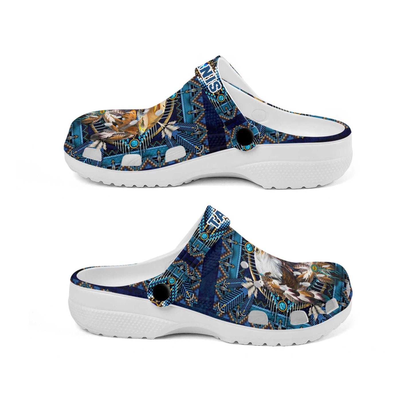 Custom Name Eagle Dreamcatcher Clogs – Native Spirit Shoes, Perfect Gift for Family