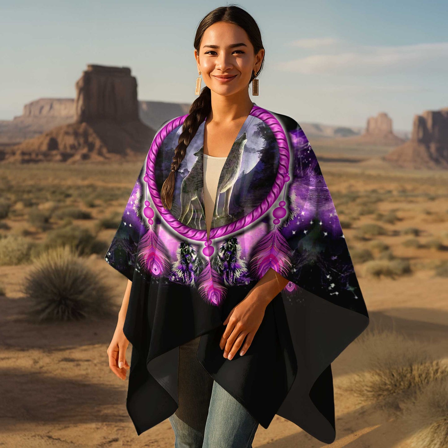 Poncho Mystic Wolf Dream – Embrace the Moonlight Spirit