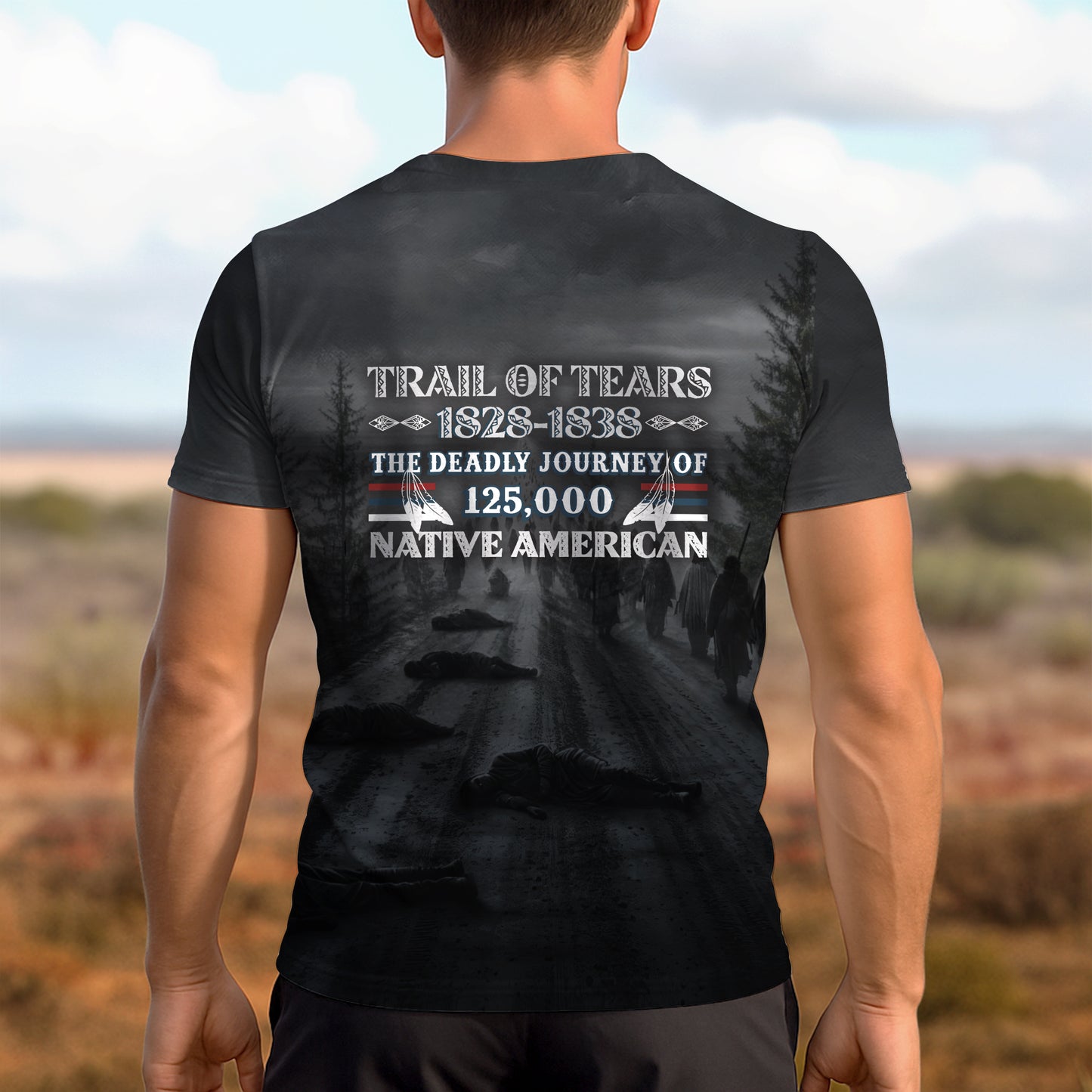 3D T-Shirt "Trail Of Tears 1828 - 1838 125000 Native American Shirt Man Ride Horse