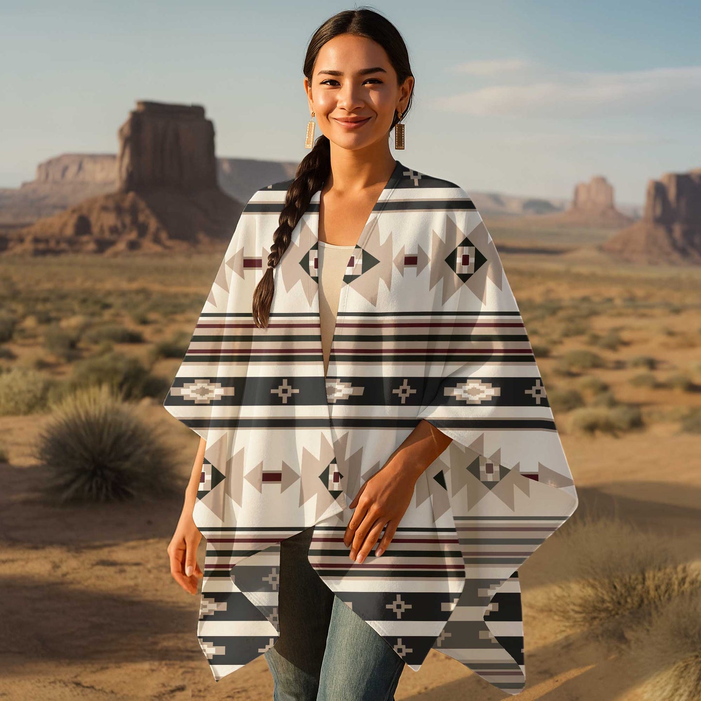 Boho Poncho with Wild Pattern and Native Dreamcatchers