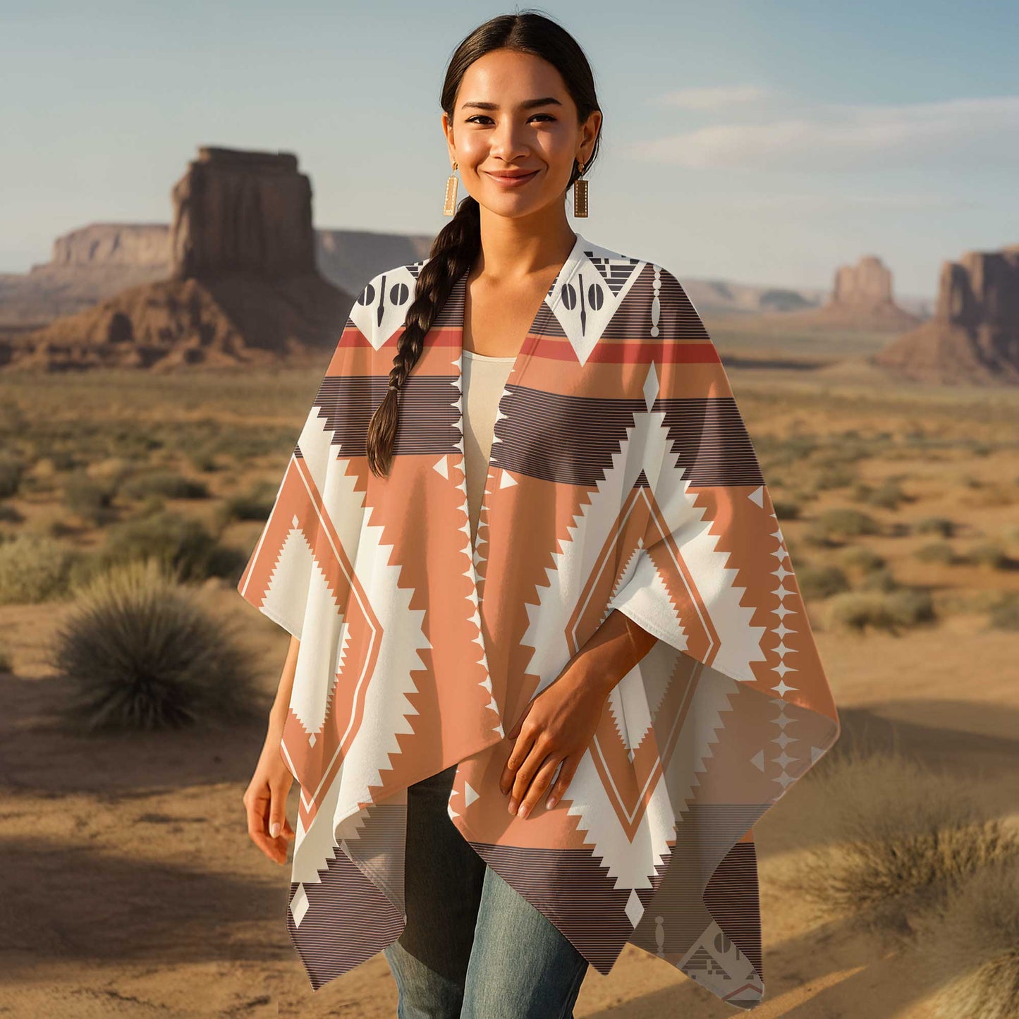 Boho Poncho with Wild Pattern and Native Dreamcatchers