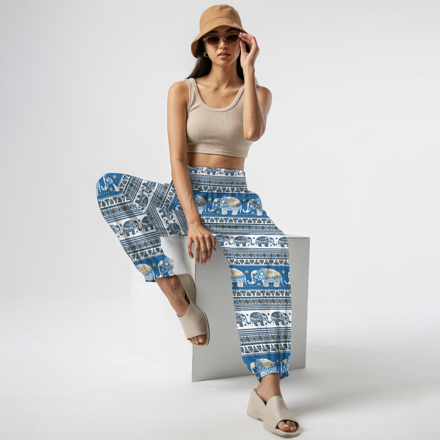 Elephant Vibe Harem Pants – Boho Yoga Pants with Pockets 01