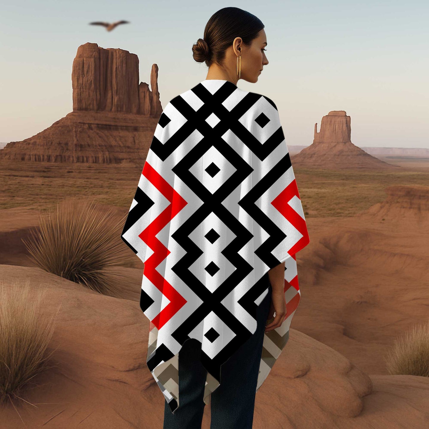 Boho Poncho with Wild Pattern and Native Dreamcatchers