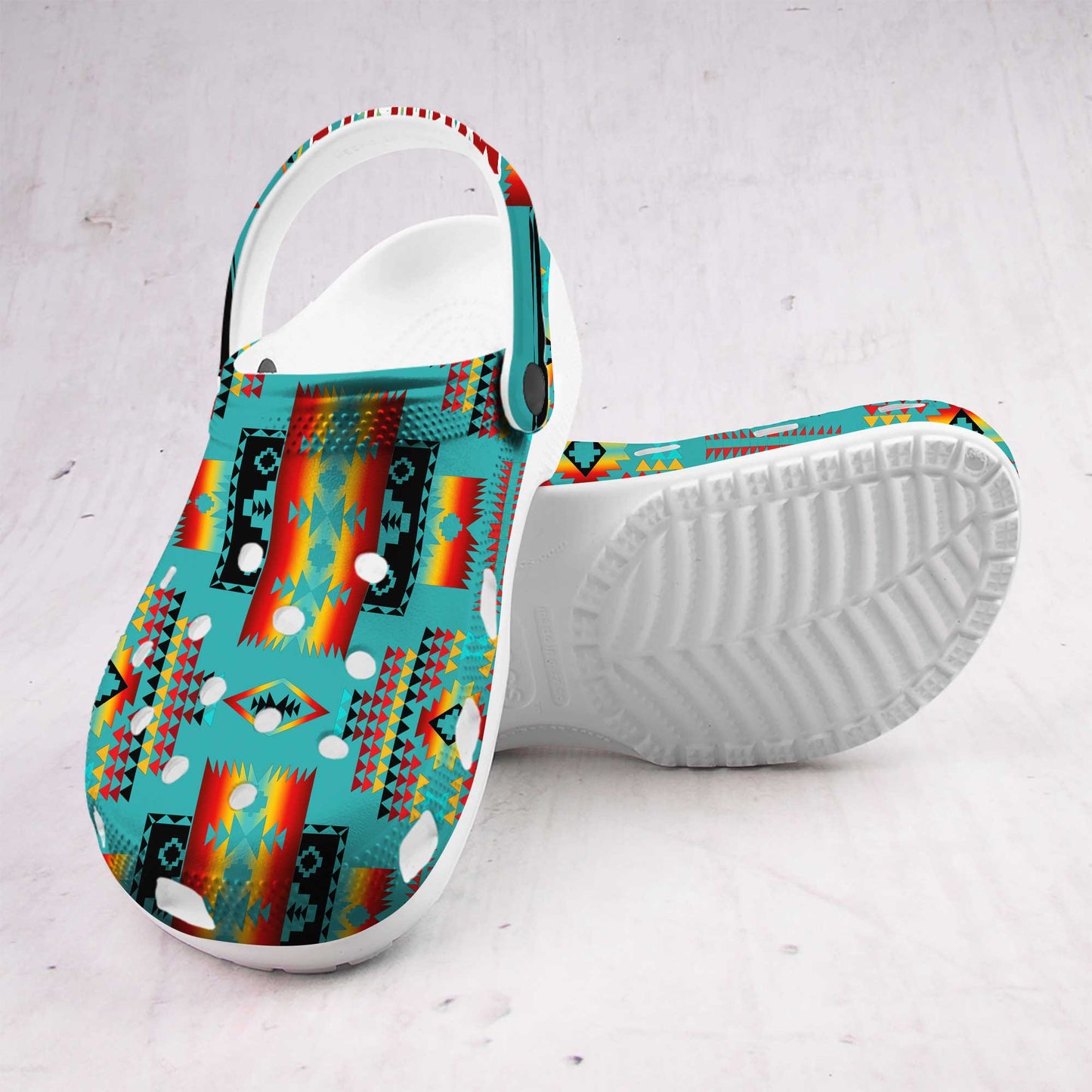 Custom Name Colorful Aztec Pattern Clogs – Vibrant Native Style, Unique Gift for Family