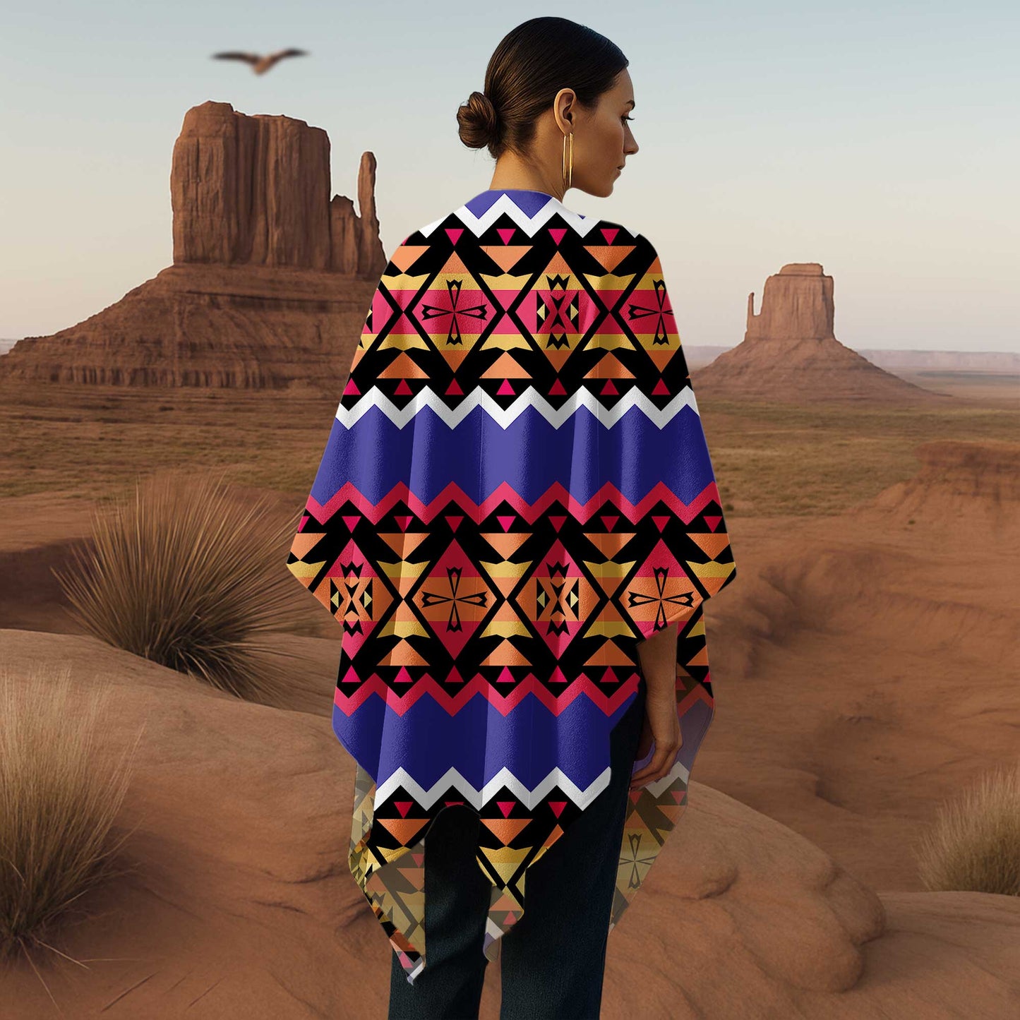Boho Poncho with Wild Pattern and Native Dreamcatchers