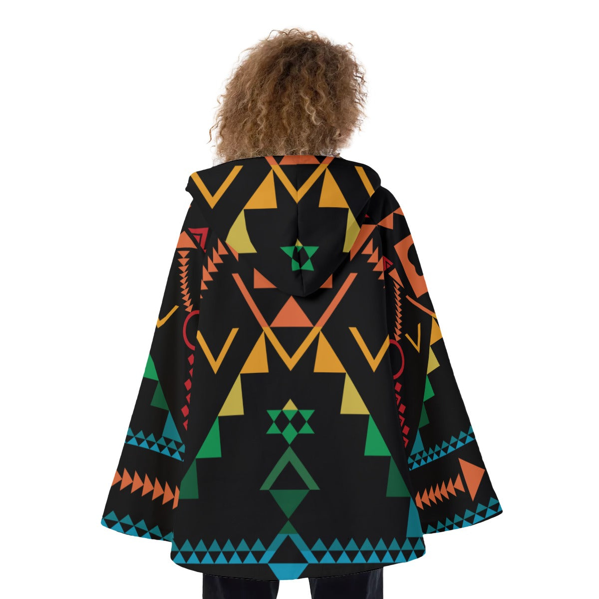 Fashion Women Pattern Button Coat Print Hooded Jacket Outerwear 02