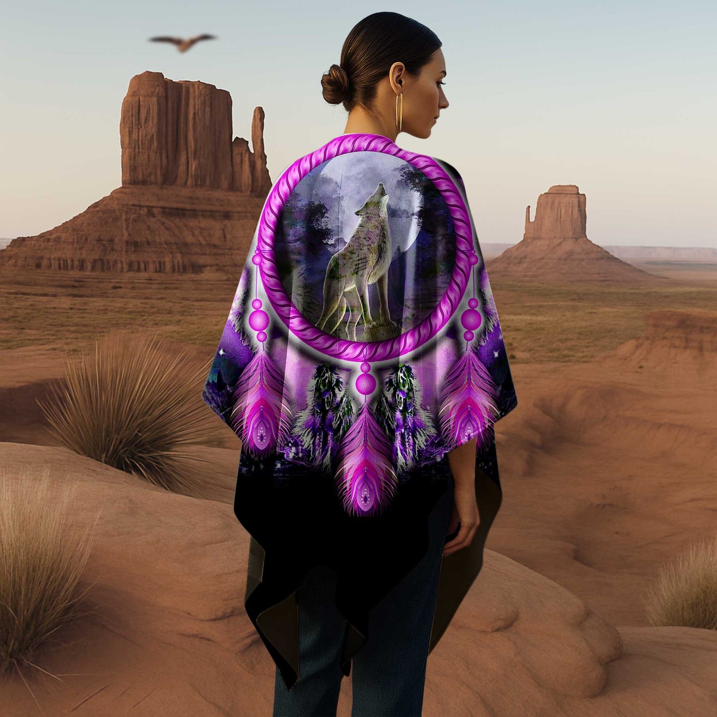Poncho Mystic Wolf Dream – Embrace the Moonlight Spirit