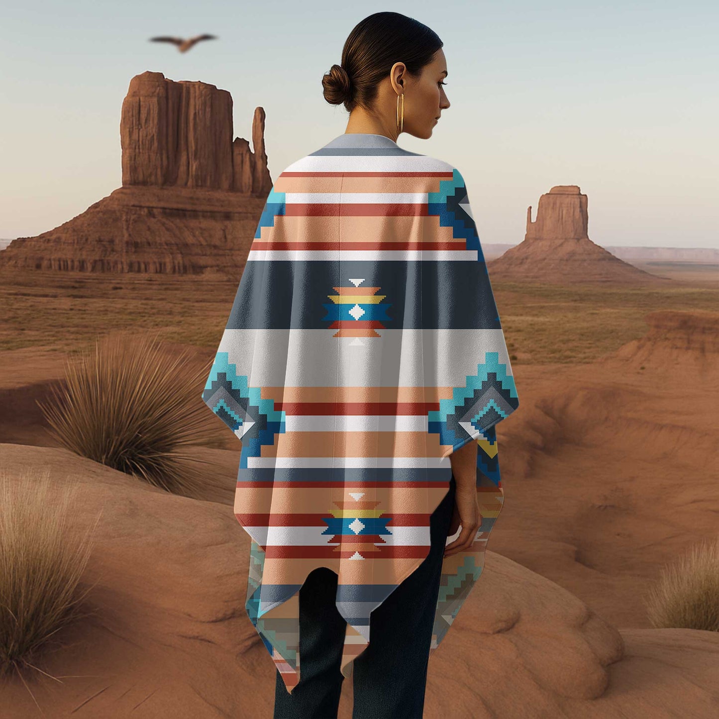 Boho Poncho with Wild Pattern and Native Dreamcatchers