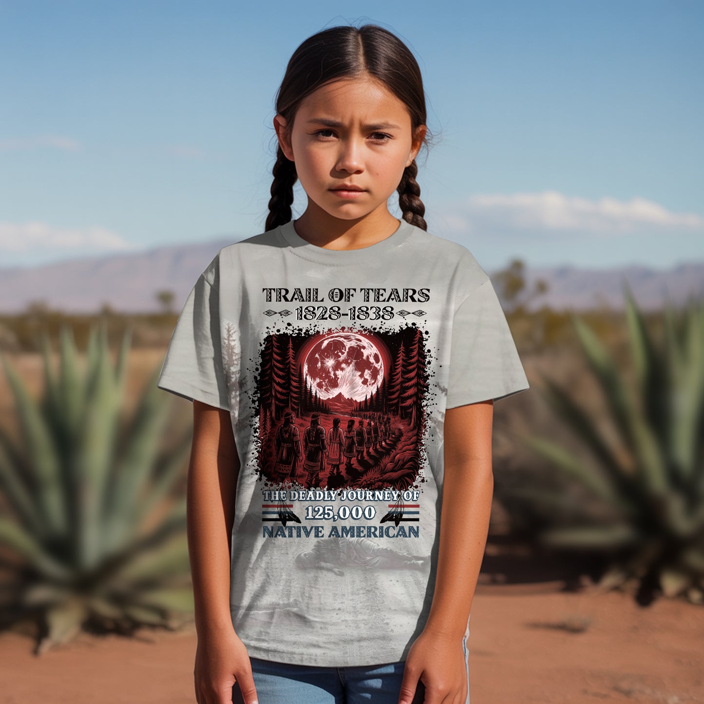 3D T-Shirt "Trail Of Tears 1828 - 1838 125000 Native American Shirt Man Ride Horse
