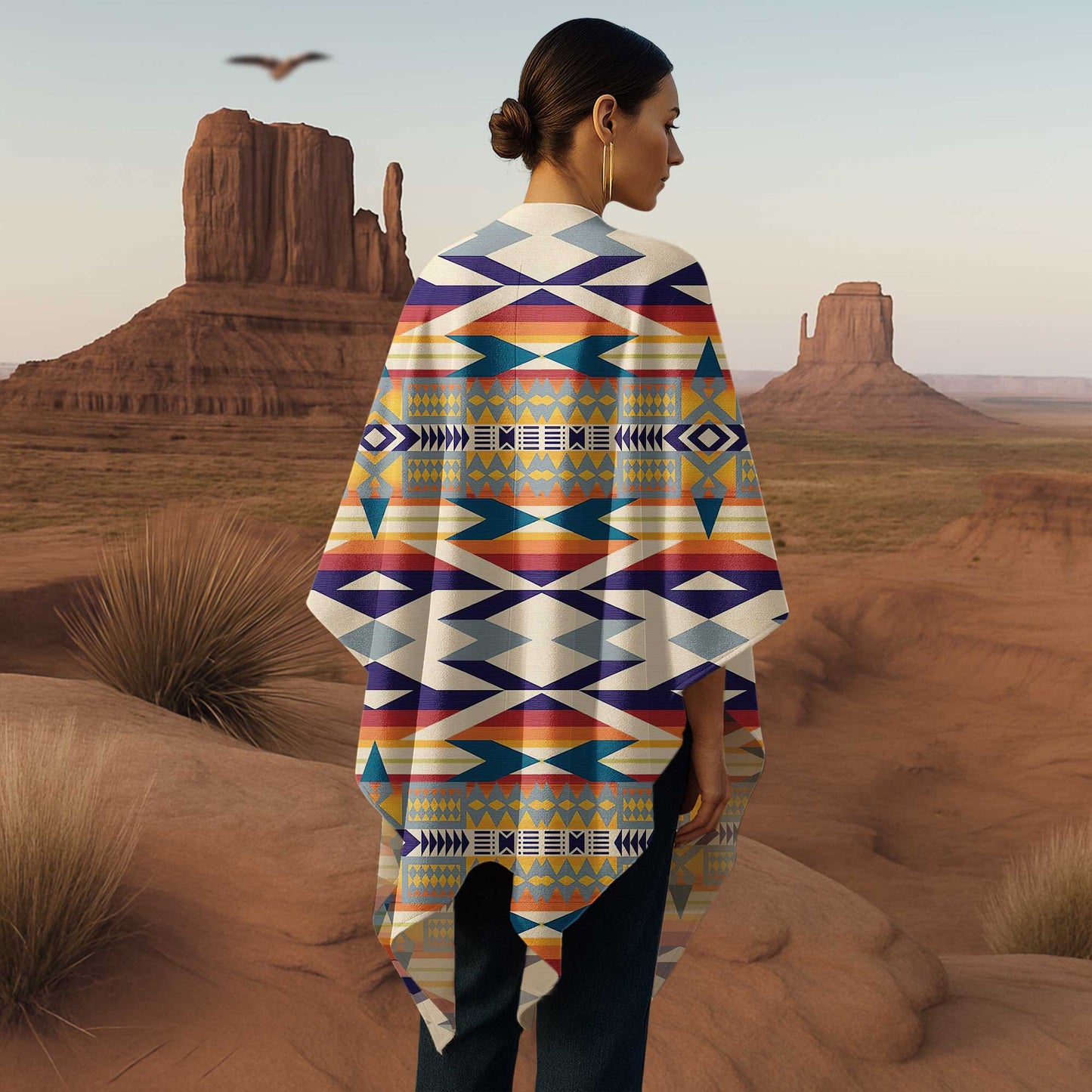 Boho Poncho with Wild Pattern and Native Dreamcatchers